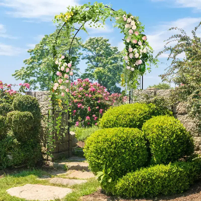 Arche de jardin tonnelle treillis 2,4 m Pergola en métal avec motif élégant et design en arc tuyaux en métal galvanisé