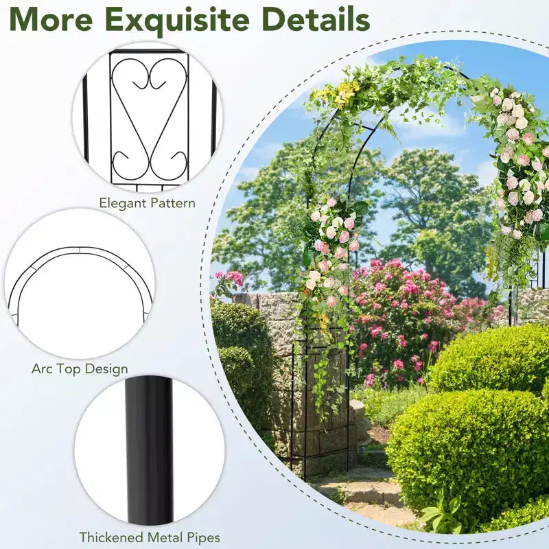 Arche de jardin tonnelle treillis 2,4 m Pergola en métal avec motif élégant et design en arc tuyaux en métal galvanisé