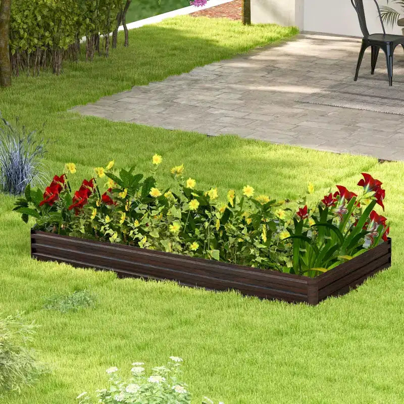 Carré potager surélevé en métal 240 x 120 x 30 cm avec support central renforcé, rectangulaire