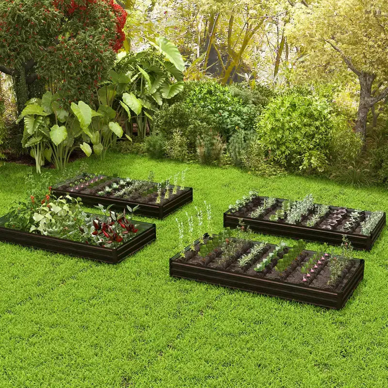 Carré potager surélevé en métal 240 x 120 x 30 cm avec support central renforcé, rectangulaire