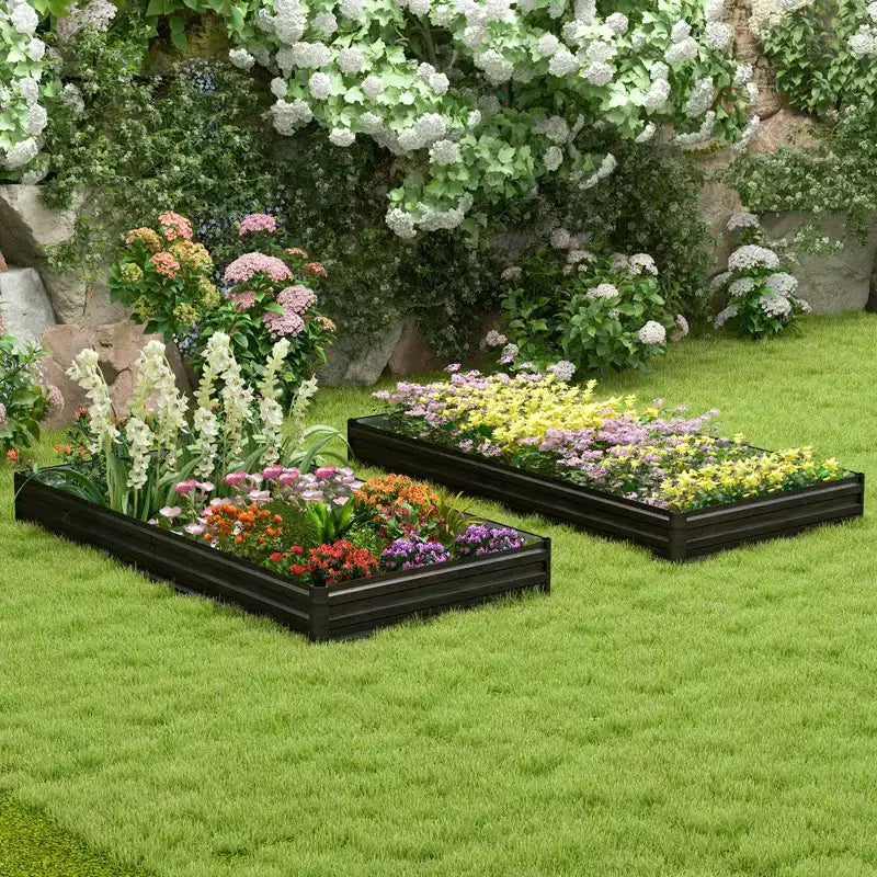 Carré potager surélevé en métal 240 x 120 x 30 cm avec support central renforcé, rectangulaire