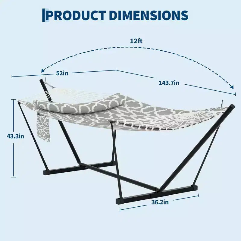 Hamac double avec support et oreiller - Transat d'extérieur portable 200 kg avec corde d'équilibre