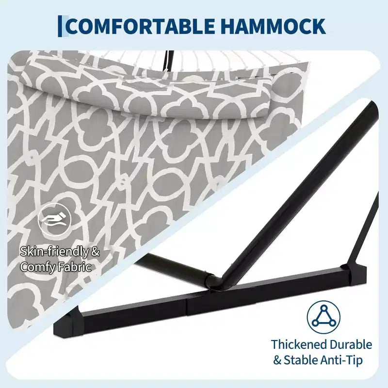 Hamac double avec support et oreiller - Transat d'extérieur portable 200 kg avec corde d'équilibre