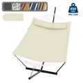 Double Hammock with Stand & Pillow - 450LBS Portable Outdoor Lounger with Balance Rope