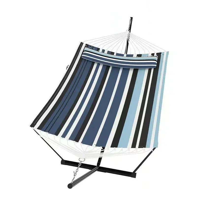 Hamac double avec support et oreiller - Transat d'extérieur portable 200 kg avec corde d'équilibre
