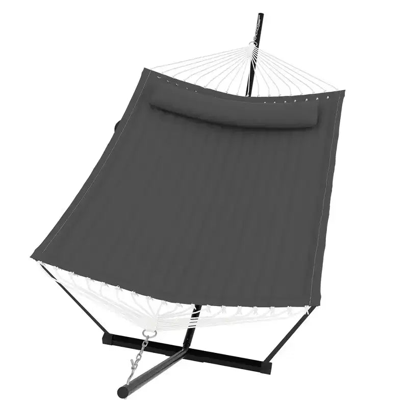 Hamac double avec support et oreiller - Transat d'extérieur portable 200 kg avec corde d'équilibre
