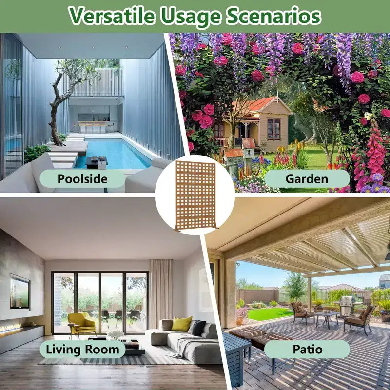 Panneau d'intimité extérieur en métal, clôture décorative autoportante et séparateur de pièce, treillis extérieur toutes saisons pour plantes grimpantes pour terrasse et jardin