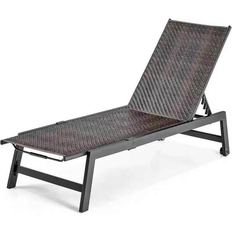 Gymax 1PC/2PC Outdoor PE Wicker Reclining Chaise Lounge Chair with Wheels Perfect for Poolside Relaxation