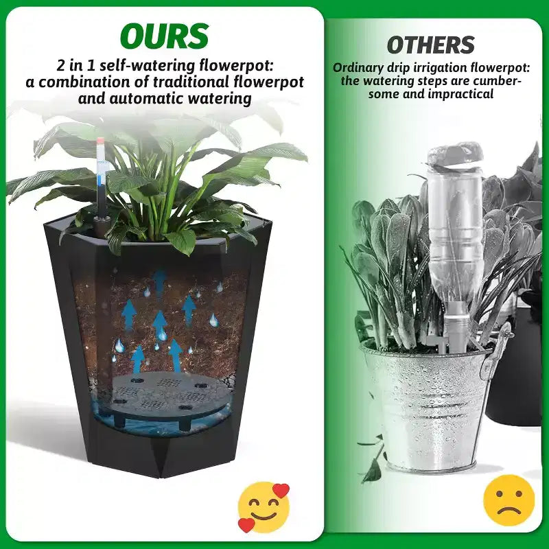 Tall Outdoor Planters, Large Planters for Outdoor Indoor Plants, Black Front Porch Planter Flower Tree Plant Pots with Built-in Drainage