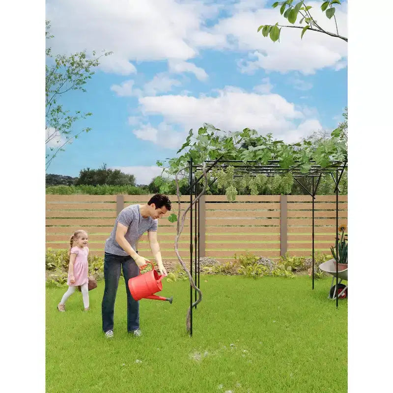 Tonnelle de jardin, Tuteur en métal pour plantes grimpantes d'extérieur, Grande arche de jardin pour plantes grimpantes, concombres, tomates, vignes