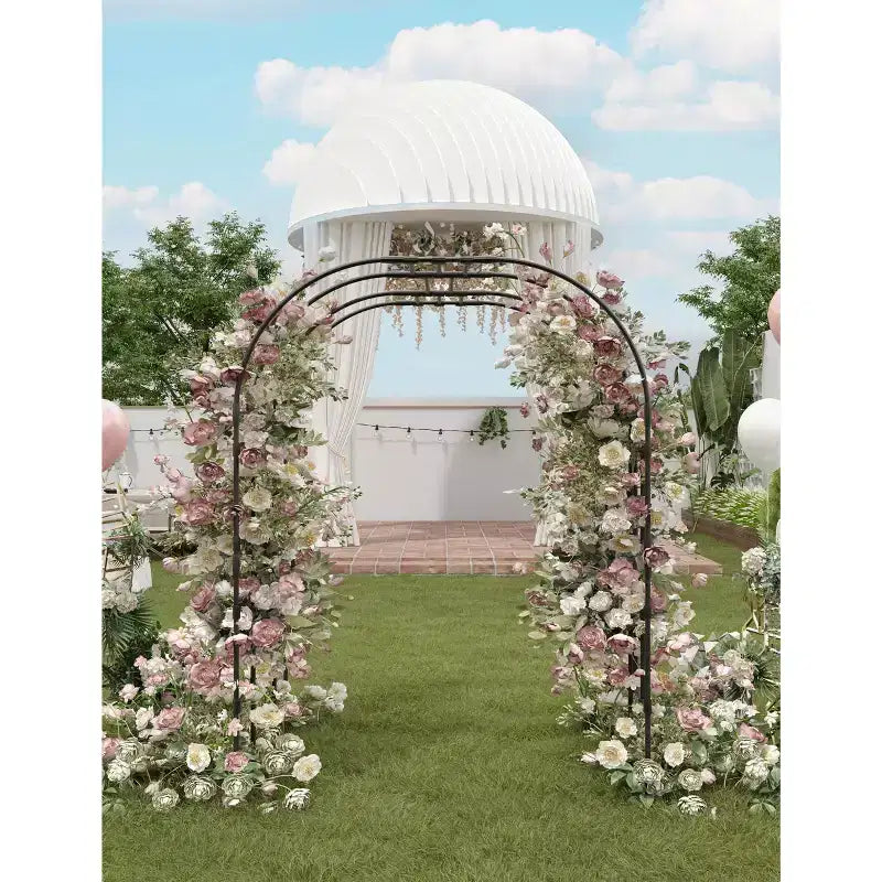 Tonnelle de jardin, Tuteur en métal pour plantes grimpantes d'extérieur, Grande arche de jardin pour plantes grimpantes, concombres, tomates, vignes