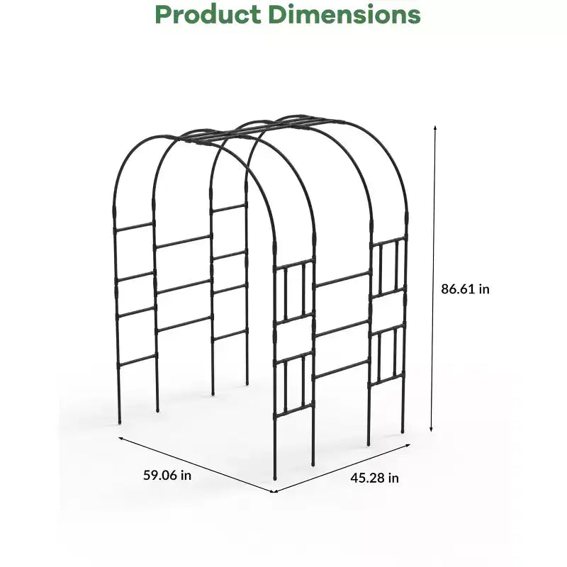 Tonnelle de jardin, Tuteur en métal pour plantes grimpantes d'extérieur, Grande arche de jardin pour plantes grimpantes, concombres, tomates, vignes