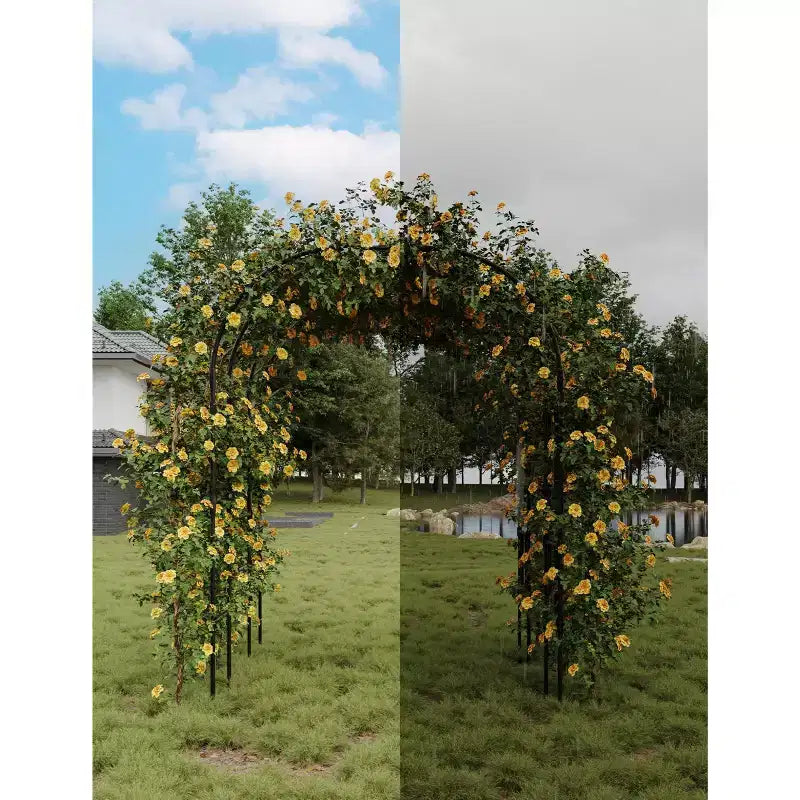 Tonnelle de jardin, Tuteur en métal pour plantes grimpantes d'extérieur, Grande arche de jardin pour plantes grimpantes, concombres, tomates, vignes