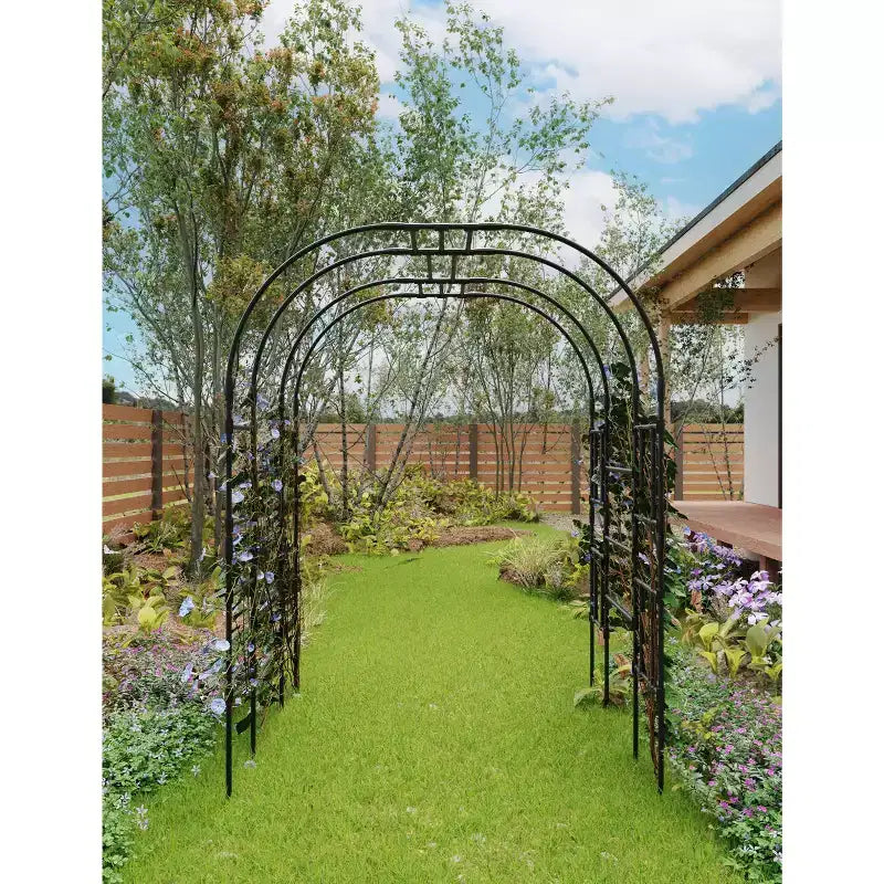 Tonnelle de jardin, Tuteur en métal pour plantes grimpantes d'extérieur, Grande arche de jardin pour plantes grimpantes, concombres, tomates, vignes