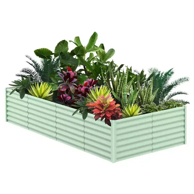 Raised Garden Bed, Metal Raised Garden Beds Outdoor, Rectangular Planter Box for Planting Plants, Vegetables and Flower, 8x4x2 FT, Green