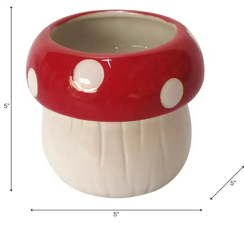 Jardinière décorative en céramique et porcelaine en forme de champignon - Décoration intérieure et extérieure - 5 blanche