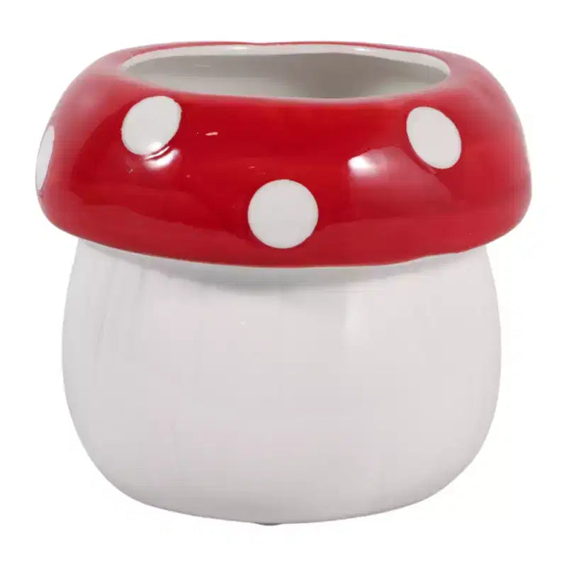 Jardinière décorative en céramique et porcelaine en forme de champignon - Décoration intérieure et extérieure - 5 blanche