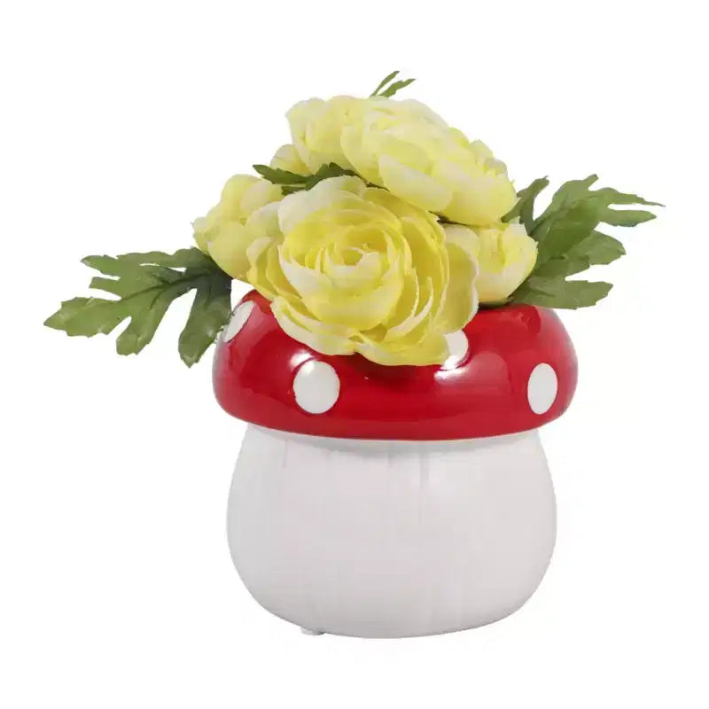 Jardinière décorative en céramique et porcelaine en forme de champignon - Décoration intérieure et extérieure - 5 blanche