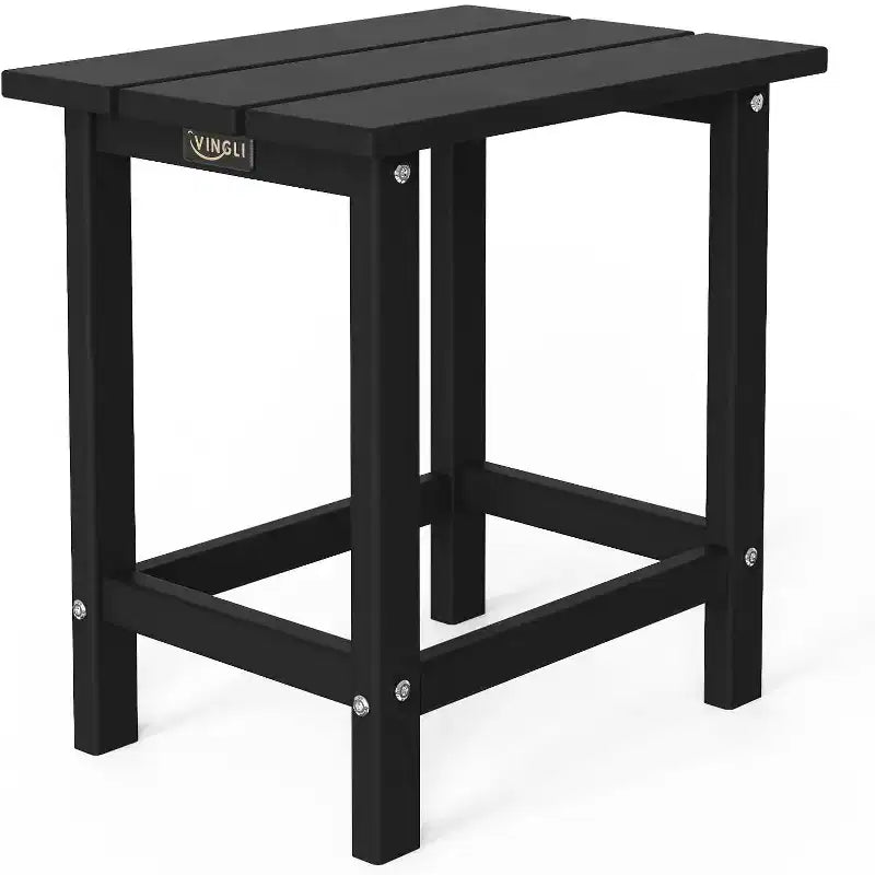 VINGLI Outdoor Side Table, HDPE All-Weather Poly Lumber Patio Side Table End Tables for Porch Backyard Poolside (Black)