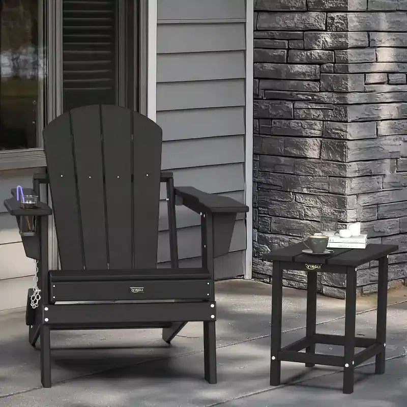 Table d'appoint d'extérieur, table d'appoint en polybois HDPE résistant aux intempéries pour terrasse, arrière-cour, bord de piscine (noir)