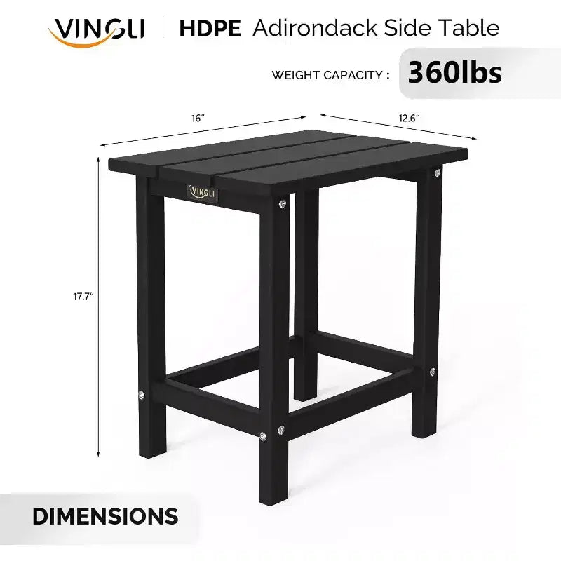 Table d'appoint d'extérieur, table d'appoint en polybois HDPE résistant aux intempéries pour terrasse, arrière-cour, bord de piscine (noir)