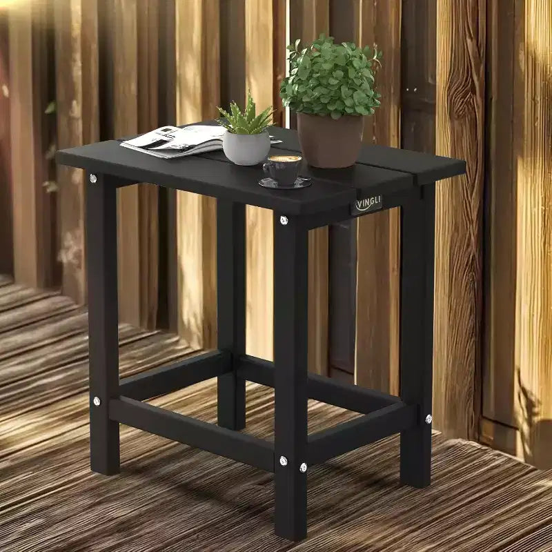 Table d'appoint d'extérieur, table d'appoint en polybois HDPE résistant aux intempéries pour terrasse, arrière-cour, bord de piscine (noir)