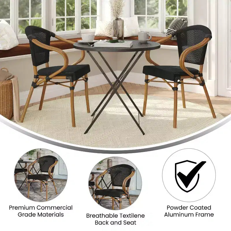 Chaises de pub empilables commerciales d'intérieur/d'extérieur avec accoudoirs