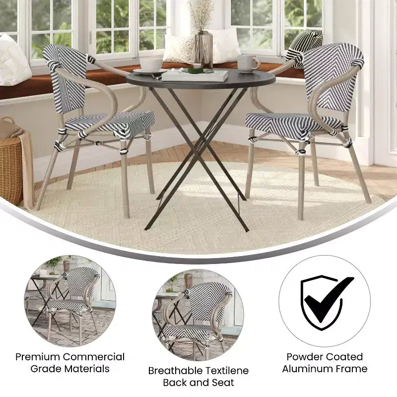 Chaises de pub empilables commerciales d'intérieur/d'extérieur avec accoudoirs