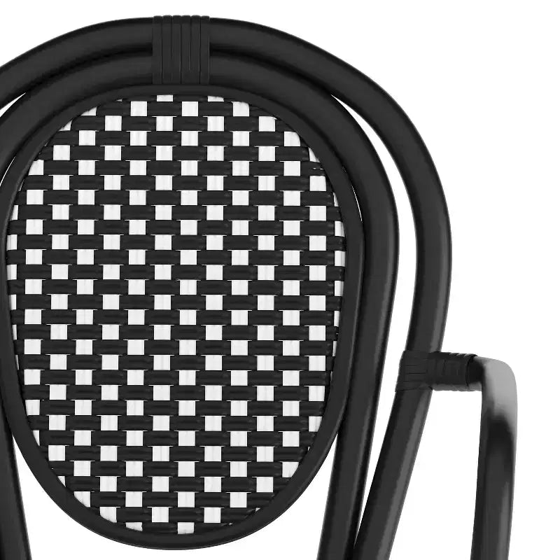 Chaise bistrot empilable professionnelle avec accoudoirs, en rotin PE et aluminium, pour l'intérieur et l'extérieur