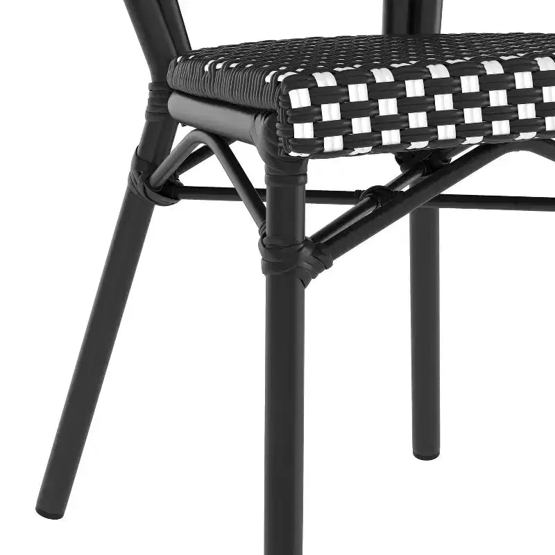 Chaise bistrot empilable commerciale intérieur/extérieur, rotin PE et cadre en aluminium