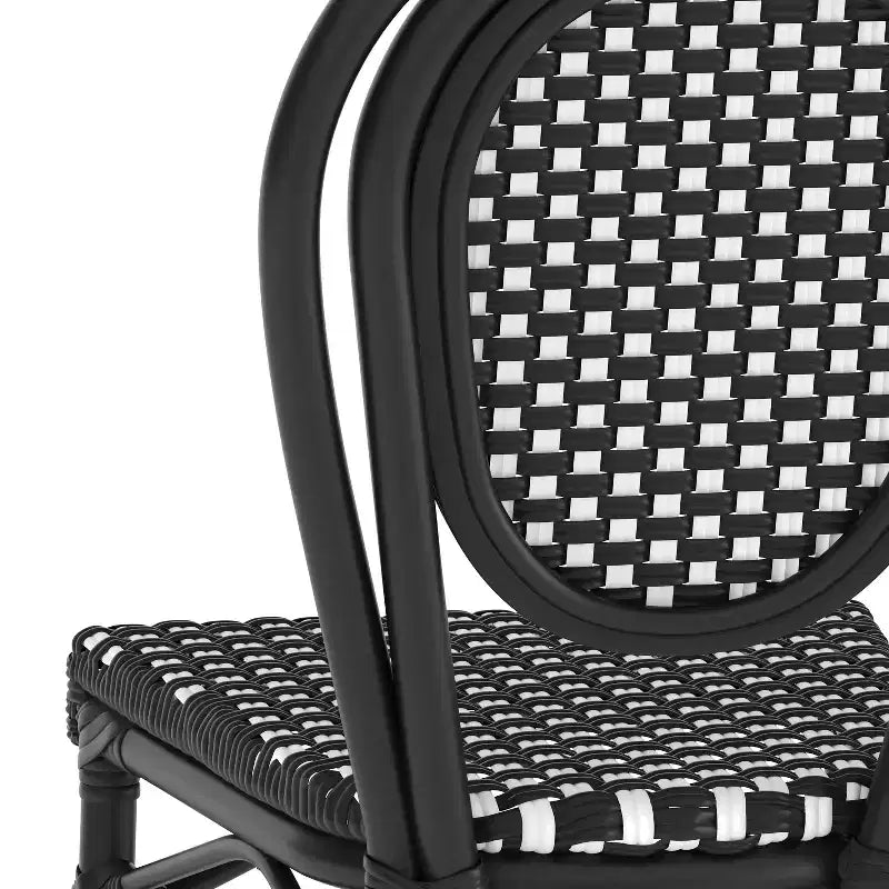 Chaise bistrot empilable commerciale intérieur/extérieur, rotin PE et cadre en aluminium