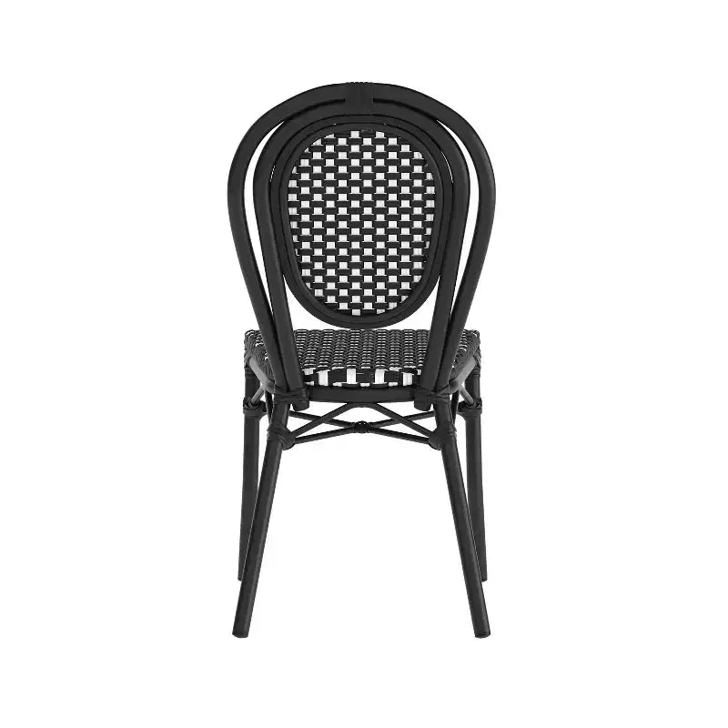 Chaise bistrot empilable commerciale intérieur/extérieur, rotin PE et cadre en aluminium
