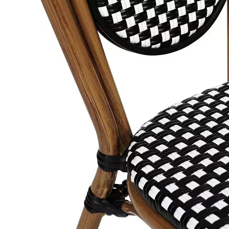 Chaise bistrot empilable commerciale intérieur/extérieur, rotin PE et cadre en aluminium
