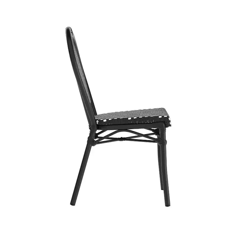Chaise bistrot empilable commerciale intérieur/extérieur, rotin PE et cadre en aluminium