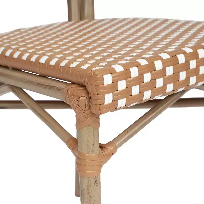Chaise bistrot empilable commerciale intérieur/extérieur, rotin PE et cadre en aluminium
