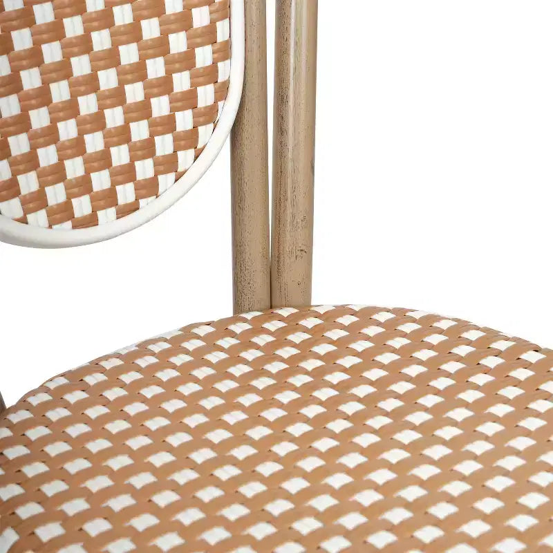 Chaise bistrot empilable commerciale intérieur/extérieur, rotin PE et cadre en aluminium