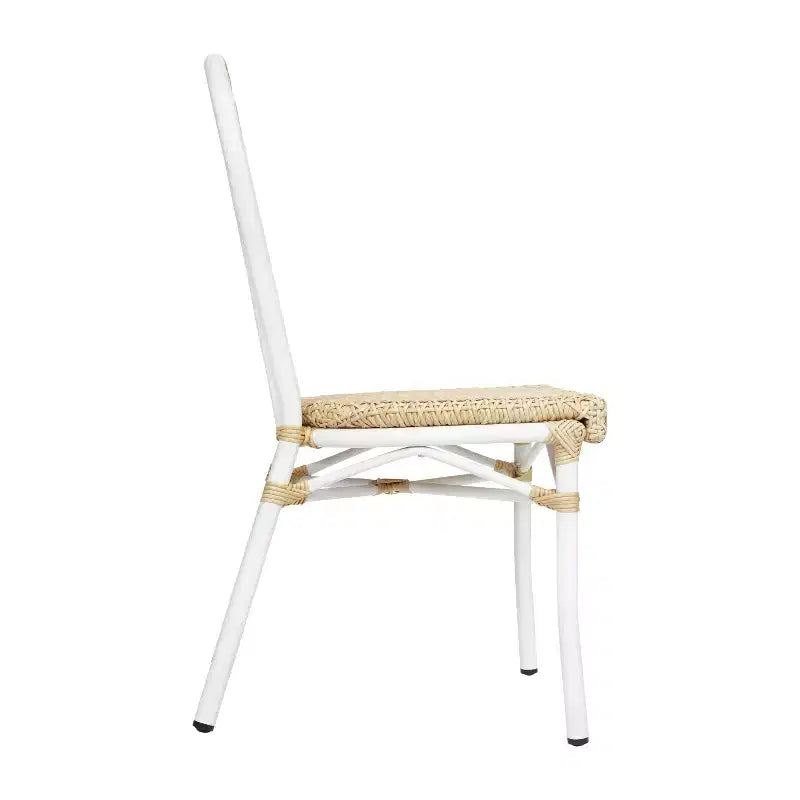 Chaise bistro empilable commerciale intérieur/extérieur, rotin synthétique et cadre en aluminium