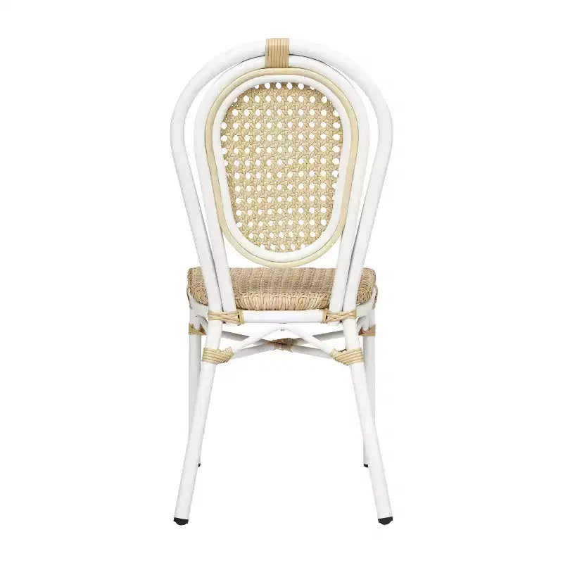 Chaise bistro empilable commerciale intérieur/extérieur, rotin synthétique et cadre en aluminium