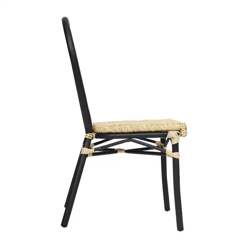 Chaise bistro empilable commerciale intérieur/extérieur, rotin synthétique et cadre en aluminium