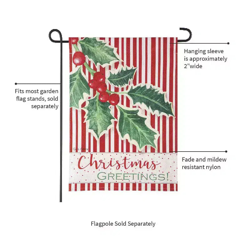 Drapeau de Noël Vœux de Bienvenue Drapeaux de Jardin 30x45 cm Double Face, Extérieur, Drapeau de Jardin de Noël