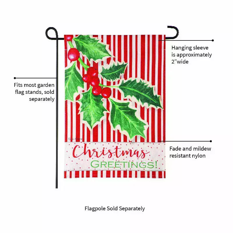 Drapeau de Noël Vœux de Bienvenue Drapeaux de Jardin 30x45 cm Double Face, Extérieur, Drapeau de Jardin de Noël