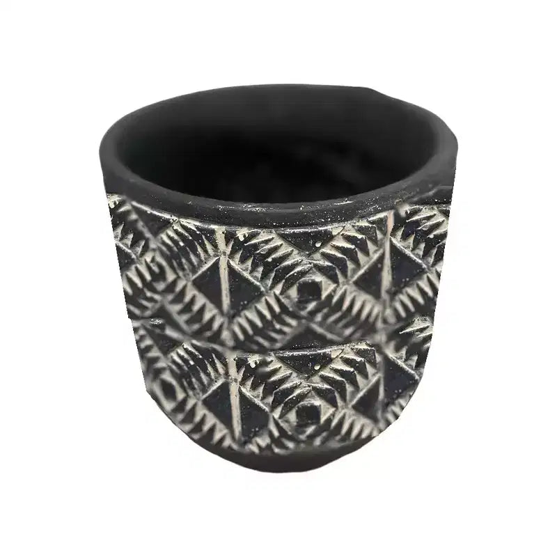 Slickblue Decorative Cement Planter with Black Wash Aboriginal Design
