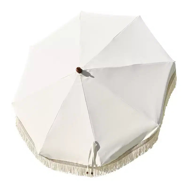 LAGarden 7 Ft Fringe Umbrella Replacement Canopy Top Cover Boho Outdoor Garden,Beige with Tassels,BH7W-01PC