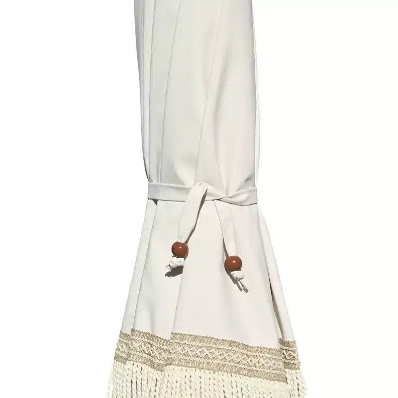 Auvent de rechange pour parasol de jardin d'extérieur bohème avec franges de 2,13 m, beige avec pompons