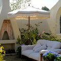 Auvent de rechange pour parasol de jardin d'extérieur bohème avec franges de 2,13 m, beige avec pompons